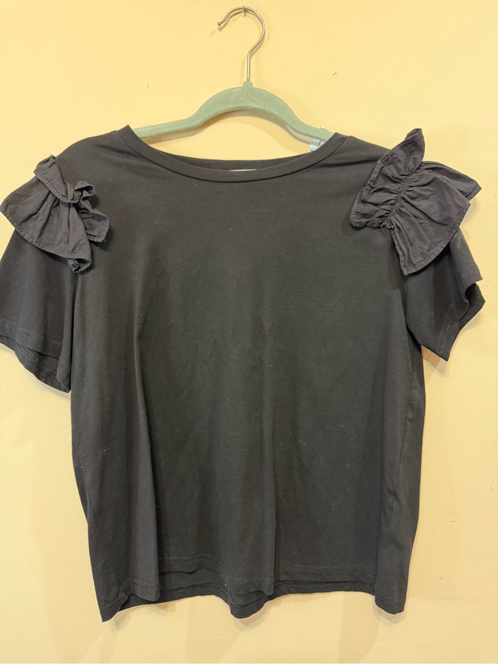 The Impeccable Pig Black Ruffle Sleeve Tee